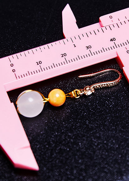 White Jade Connection Beeswax Drop Earrings