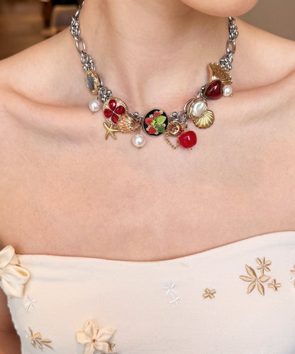Red Strawberry Shell Pearl Adjustable Alloy Choke