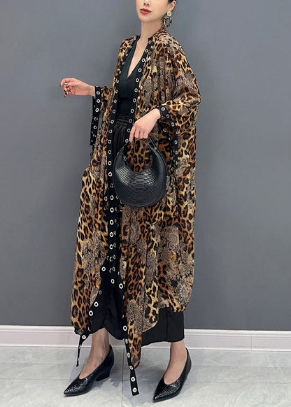 Summer Leopard Cardigan Asymmetrical Design Long Sleeve Ao1062