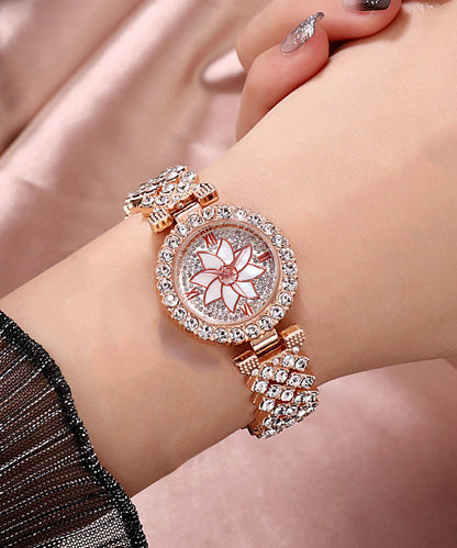 Fine Gold Stainless Steel Zircon Waterproof Watch