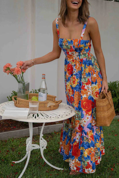 Style Lover Square Neck Adjustable Straps Maxi Dress