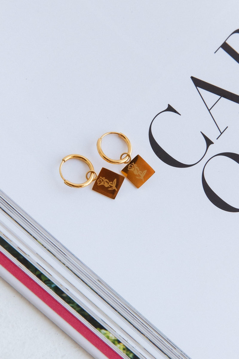 18k Gold Plated Crimson Heart Earrings Gold