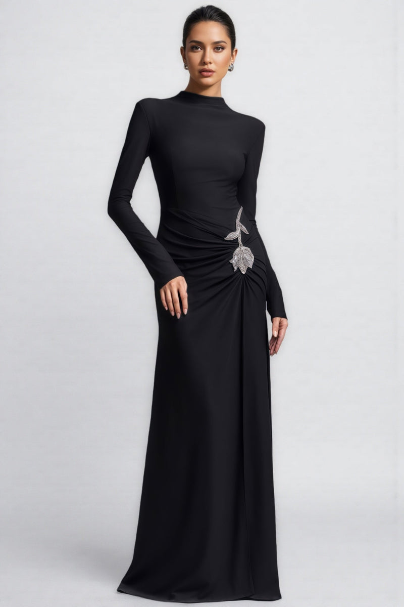 Dulio Black Rhinestone Maxi Dress