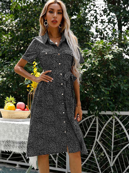 White Spot Pattern Case Color Long Dress