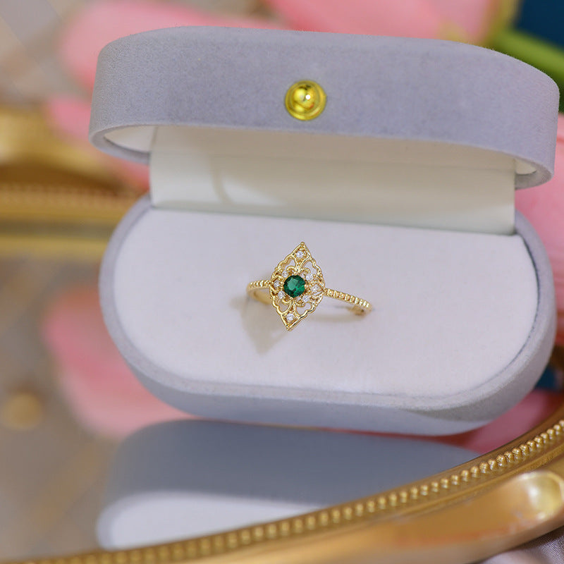 Elsie Baroque Emerald Ring