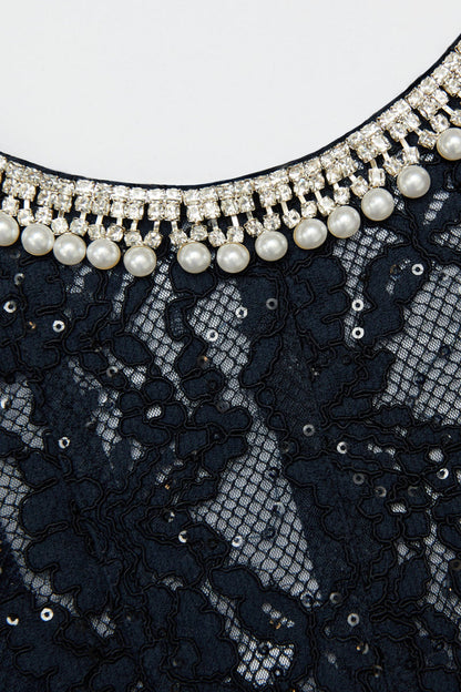 Aurore Lace Embellished Midi Dress