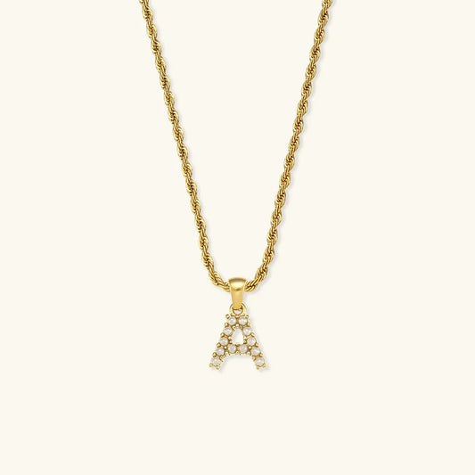 Elodie Initial Letter Pearl Necklace