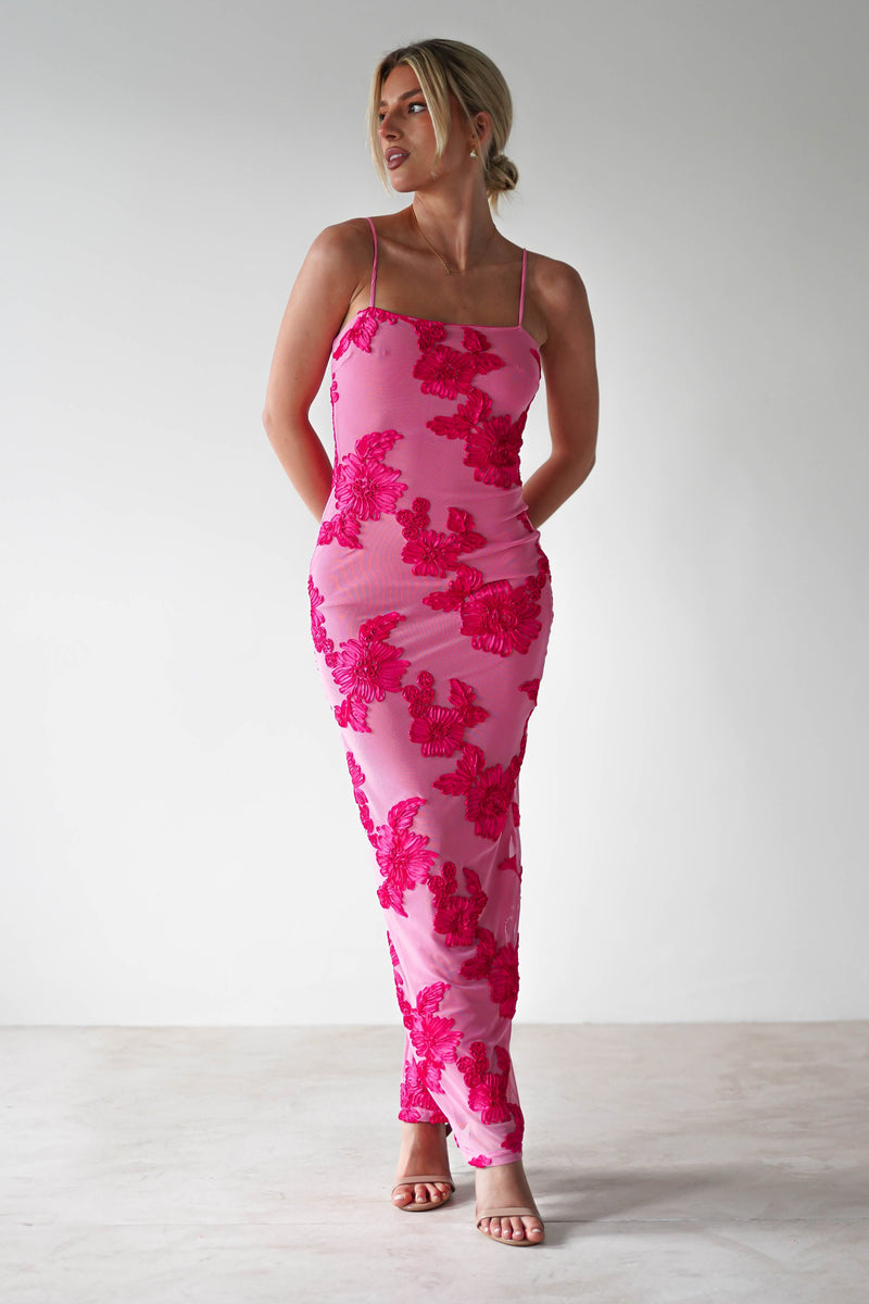Adorelle - Soft Bloom - Mesh Maxi Dress