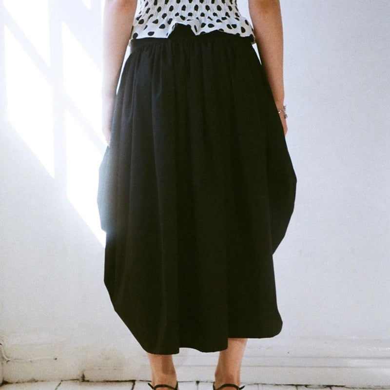 Plaid Drawstring Maxi Skirt