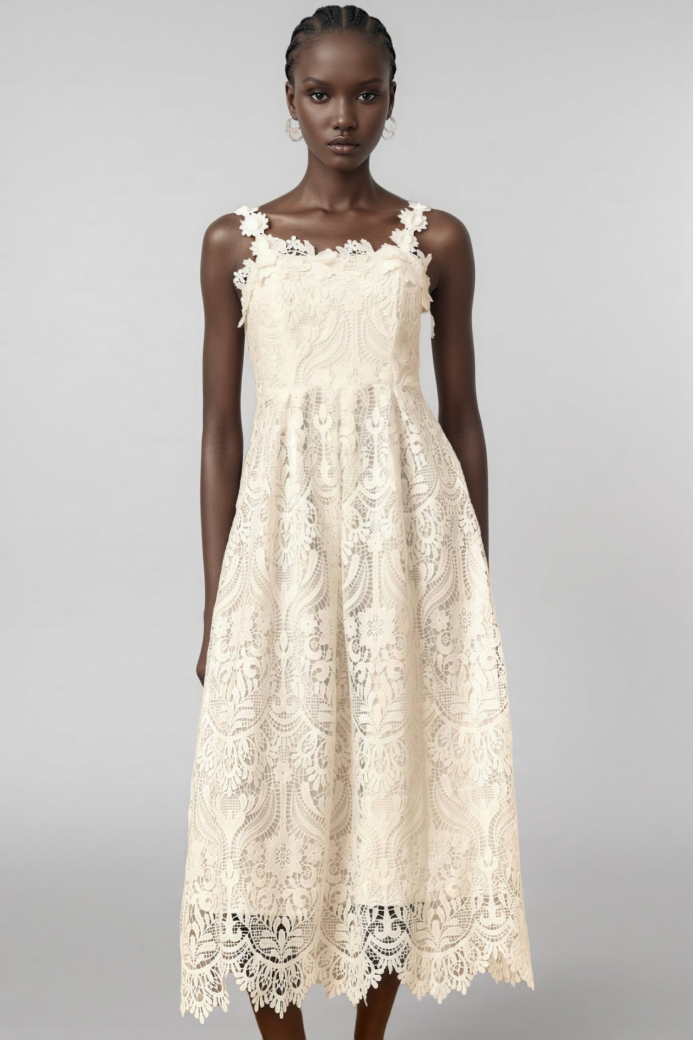 Harlin White Lace Maxi Dress