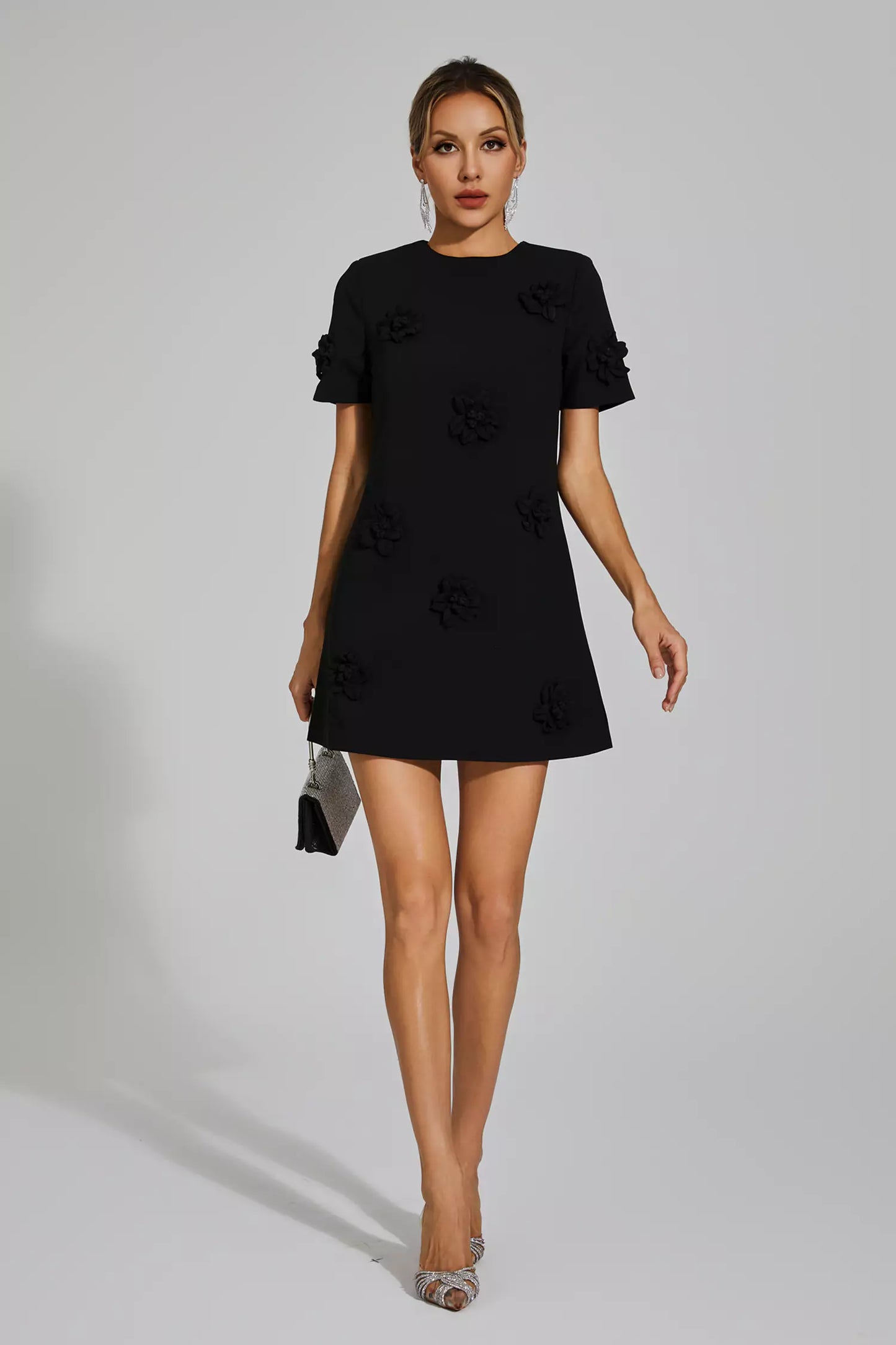 Alison Black Jacquard Mini Dress
