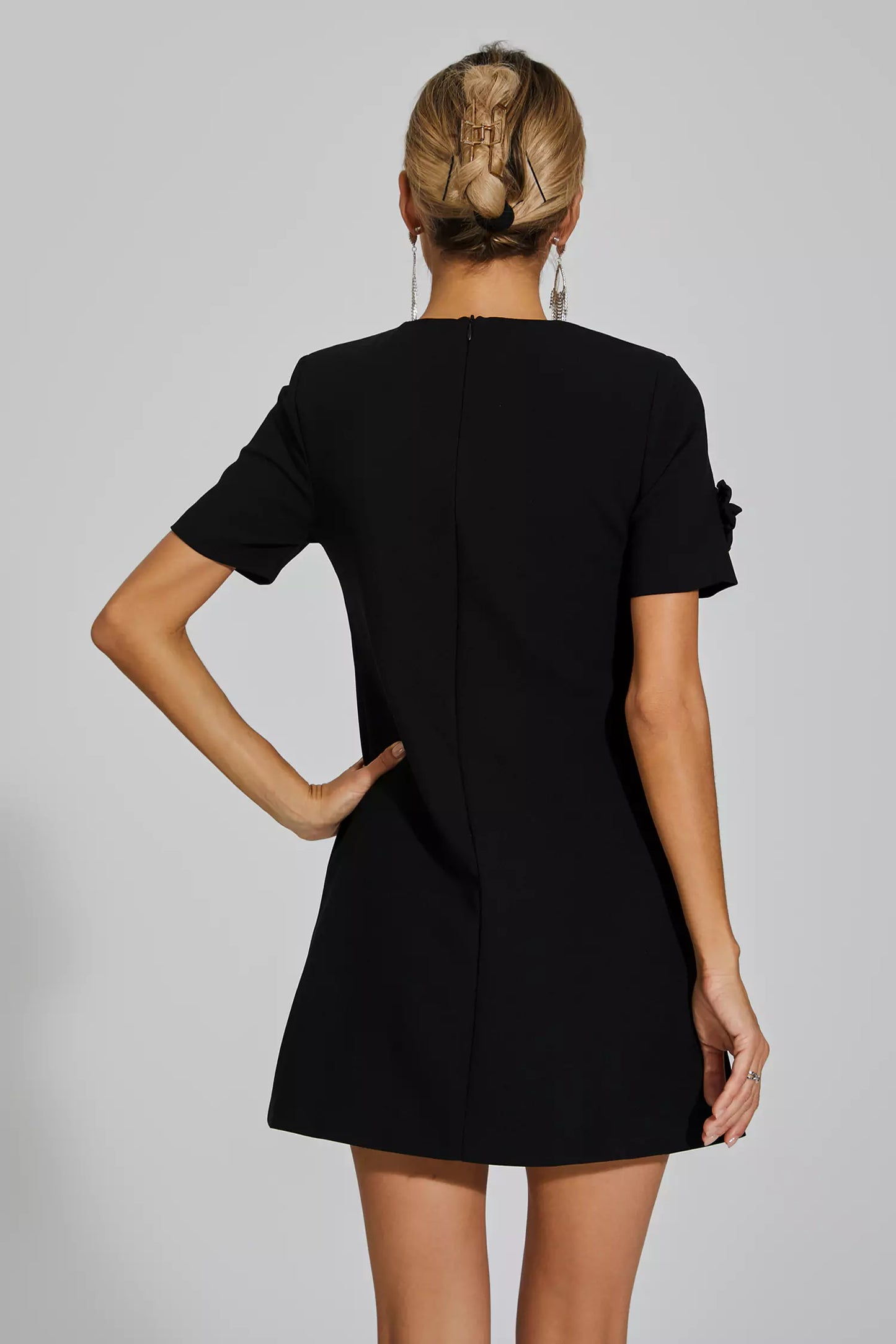 Alison Black Jacquard Mini Dress