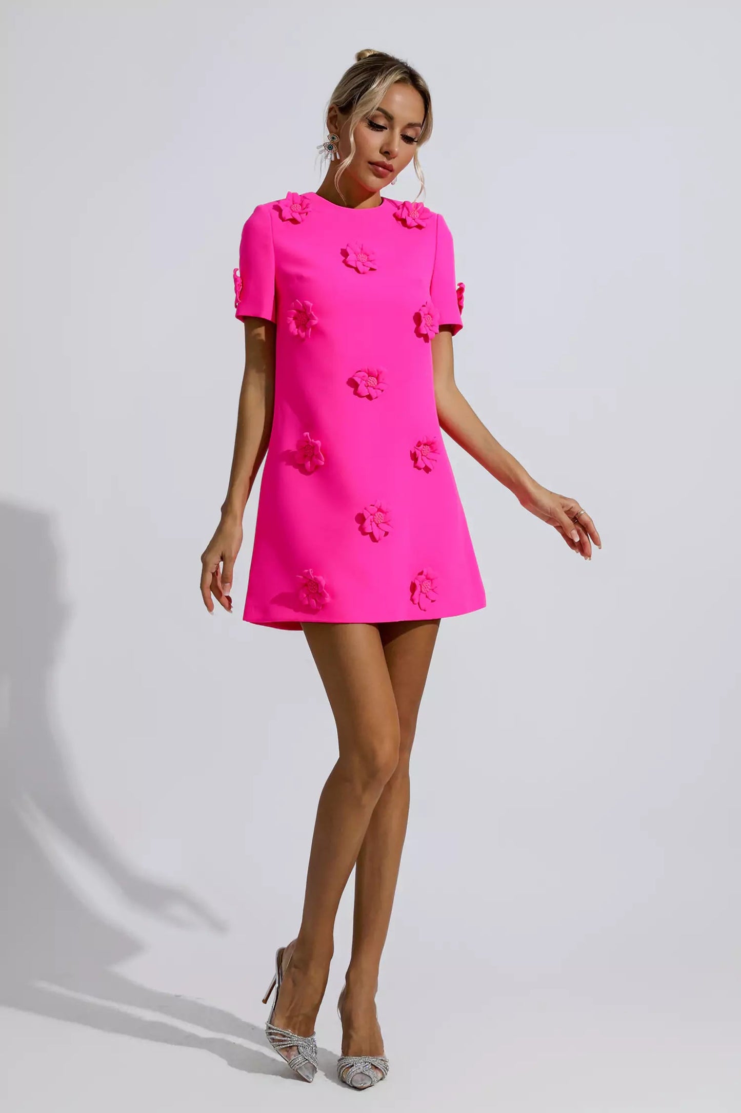 Alison Pink Jacquard Mini Dress