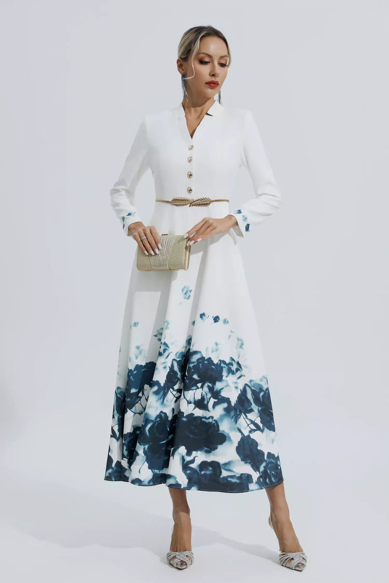 Angie White Printed Maxi Dress