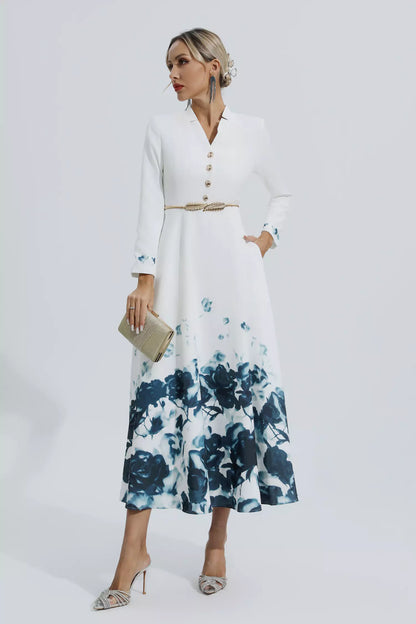 Angie White Printed Maxi Dress