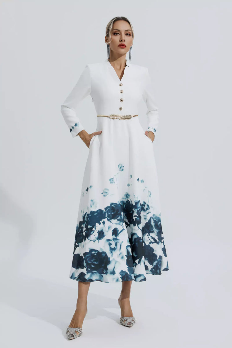 Angie White Printed Maxi Dress
