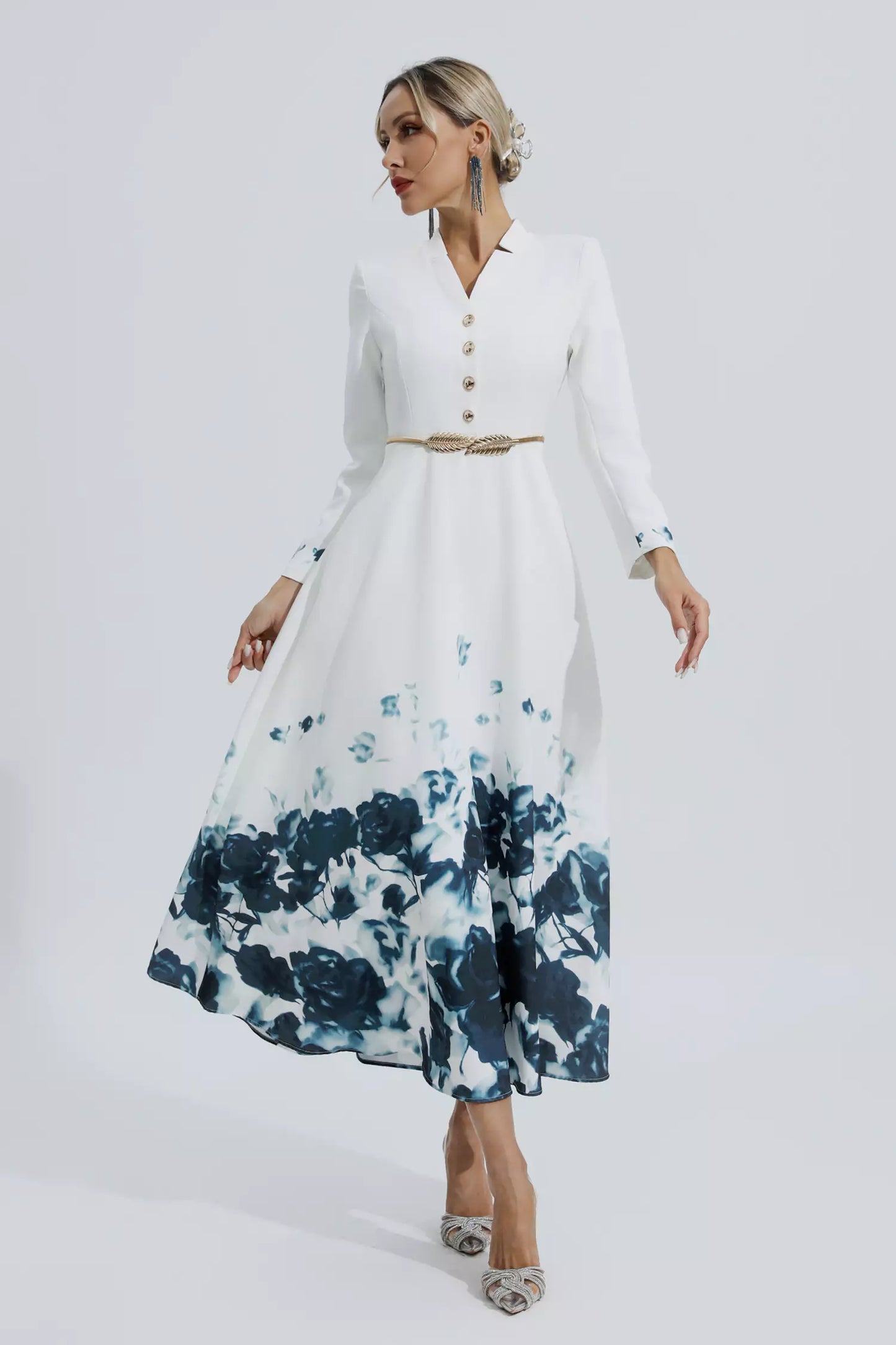 Angie White Printed Maxi Dress