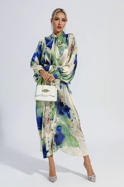Anne Tie Dye Long Sleeves Maxi Dress