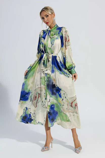 Anne Tie Dye Long Sleeves Maxi Dress