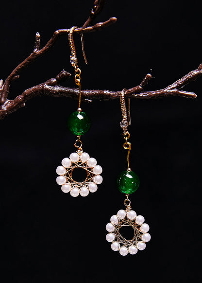 Art Hoop Pearl Turquoise Drop Earrings