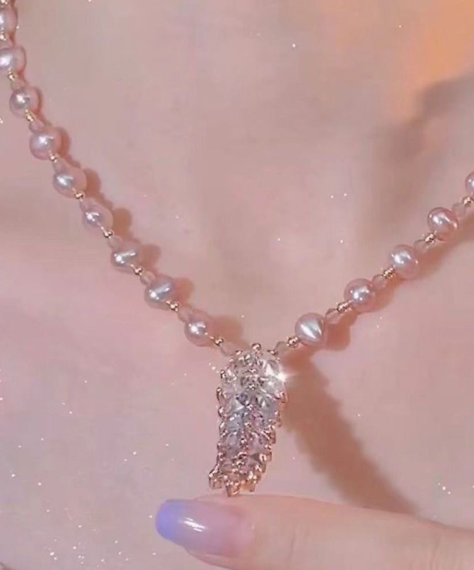 Art Lavender Lloy Pearl Ear of Wheat Tassel Pendant Necklace