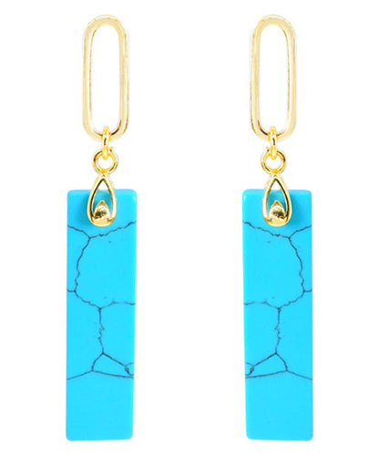 Art Light Green Sterling Silver Overgild Turquoise Drop Earrings