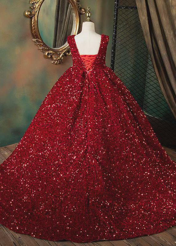 Art Red V Neck Patchwork Sequins Maxi Dresses Sleeveless Ys001
