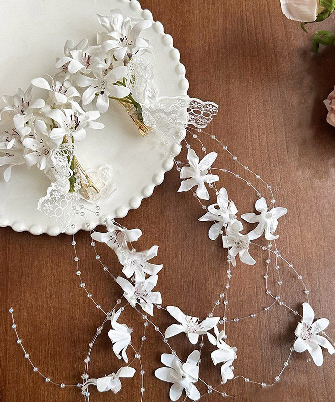 Art White Alloy Pearl Tassel a Pair Hairpin