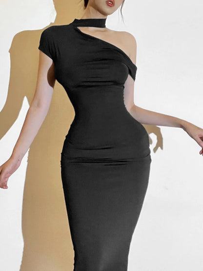 Sleeveless Irregular Bodycon Dress for Autumn New Long Dress Off Shoulder Party Evening Dress