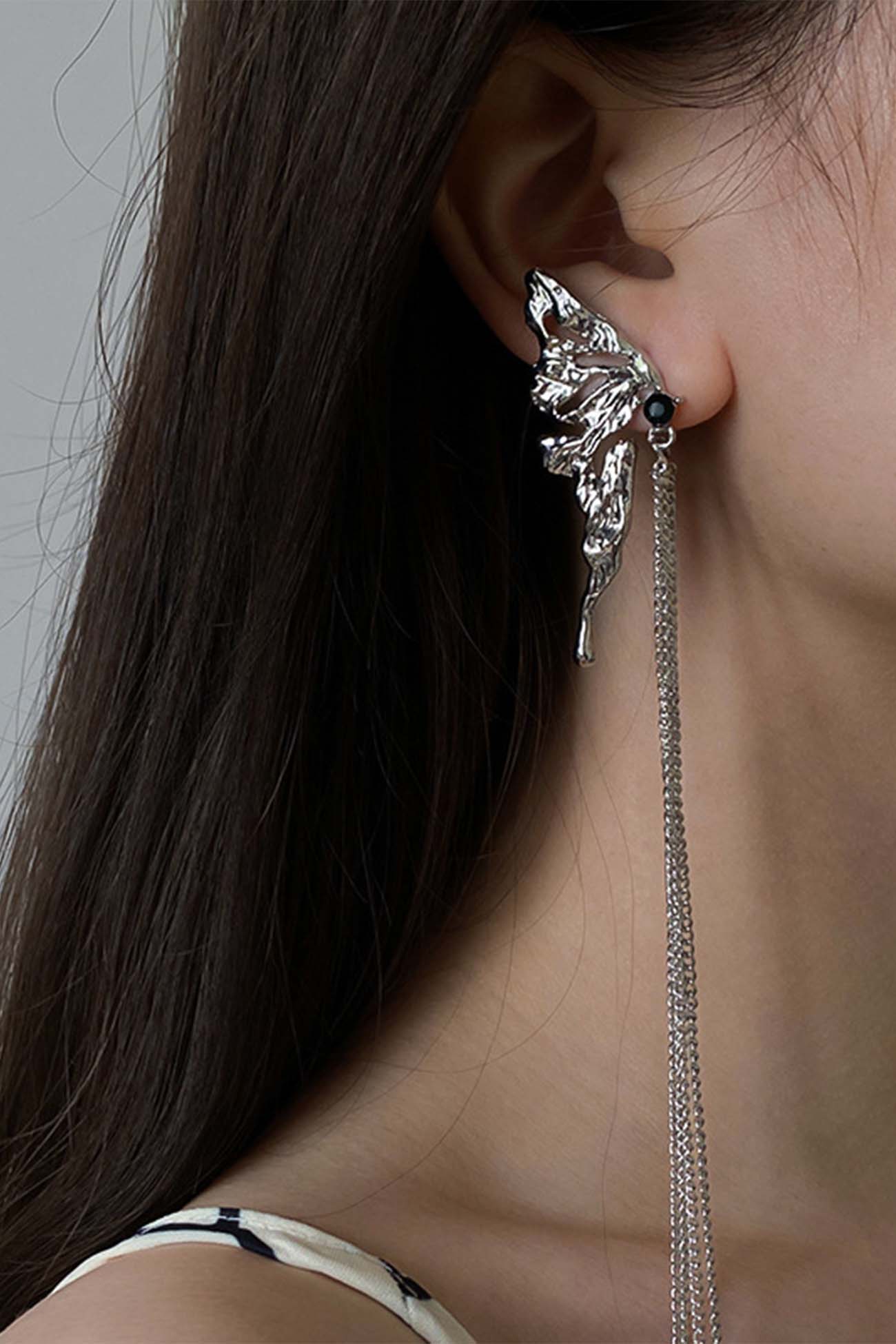 Asymmetric Butterfly Fringe Earrings