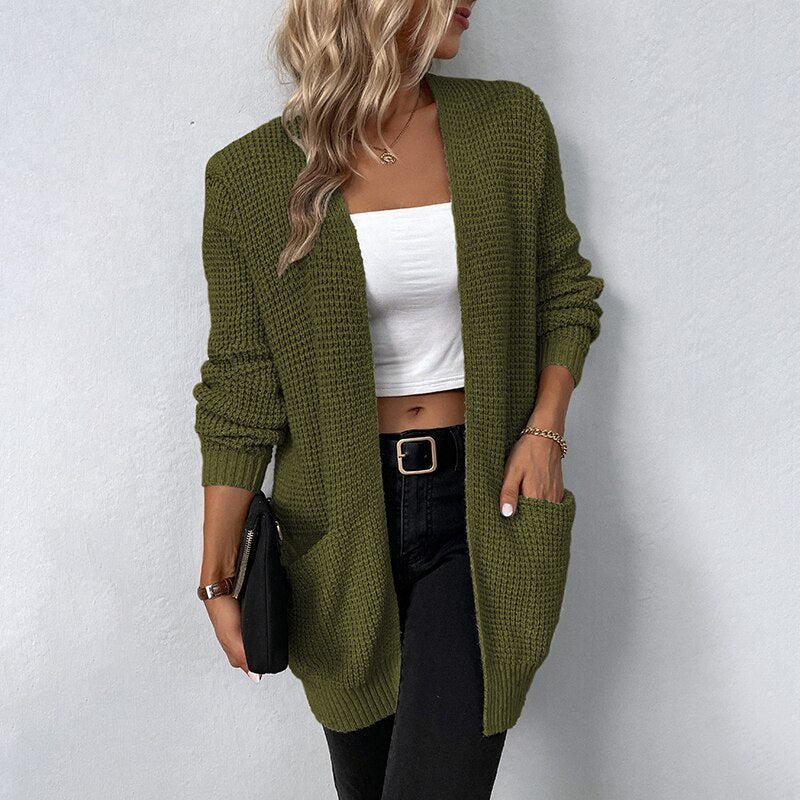Dressbetty - Color Pockets Long Cardigan