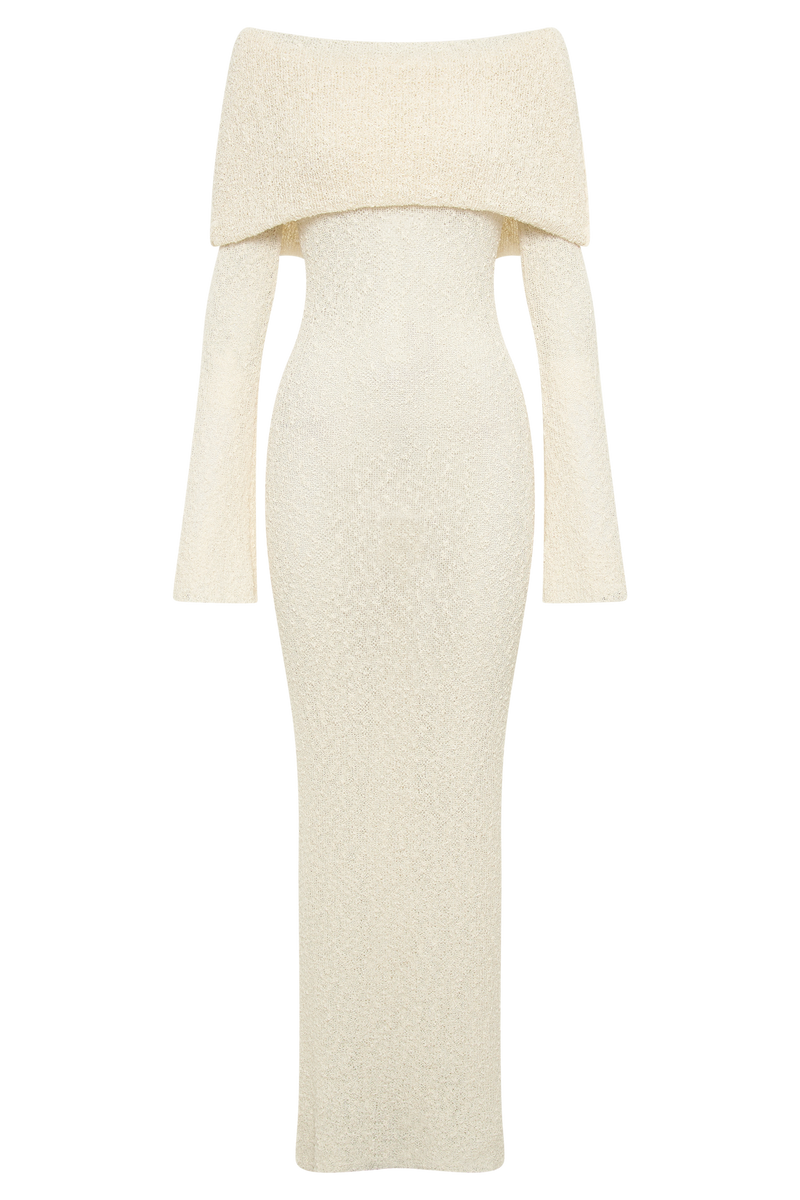 Isobella Off Shoulder Boucle Maxi Dress