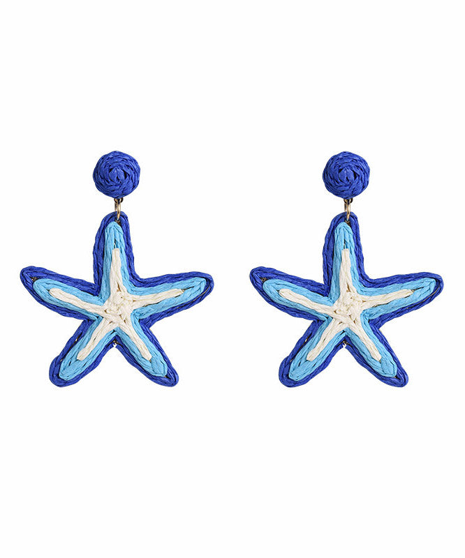 Beach Blue Sterling Silver Alloy Starfish Drop Earrings