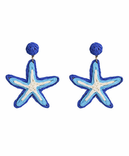 Beach Blue Sterling Silver Alloy Starfish Drop Earrings