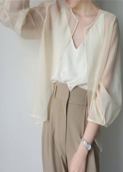 Apricot Organza Upf 50+ Cardigans Summer Tz014