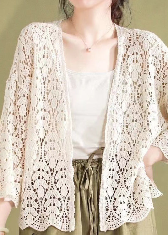 Black Hollow Out Knit Loose Cardigans Summer Wn011