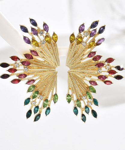 Colorful Zircon Fan-shaped Fireworks Stud Earrings