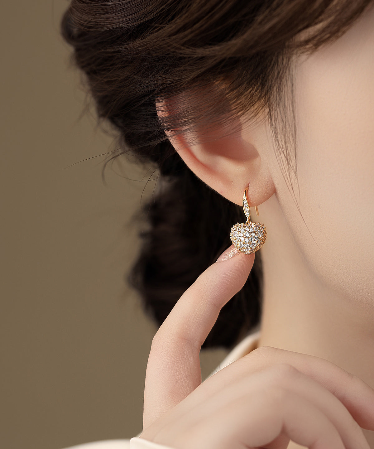 Gold Copper Overgild Zircon Love Hoop Earrings