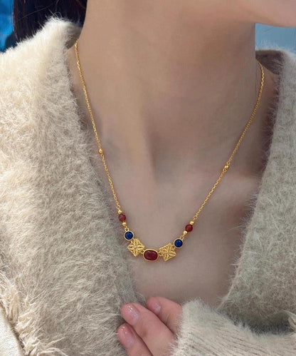 Gold Sterling Silver Overgild Zircon Pendant Necklace