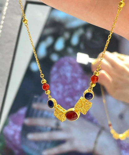 Gold Sterling Silver Overgild Zircon Pendant Necklace
