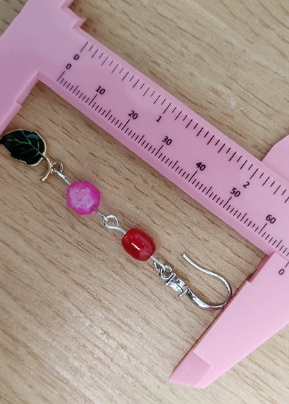 Green Leaf Asymmetrical Jade Drop Earrings