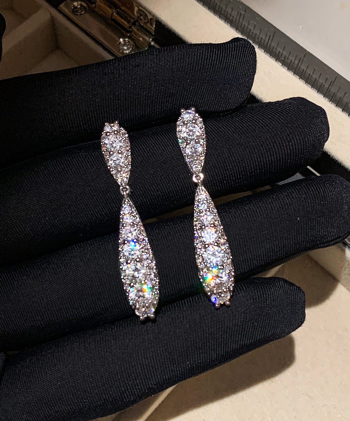 Sparkling Zircon Drop Earrings