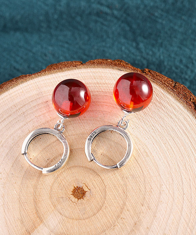 Mulberry Sterling Silver Inlaid Garnet Drop Earrings