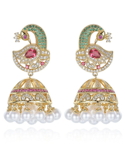 Multi Color Zircon Phoenix Pearl Drop Earrings