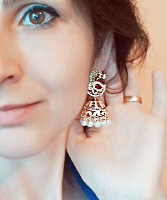 Multi Color Zircon Phoenix Pearl Drop Earrings