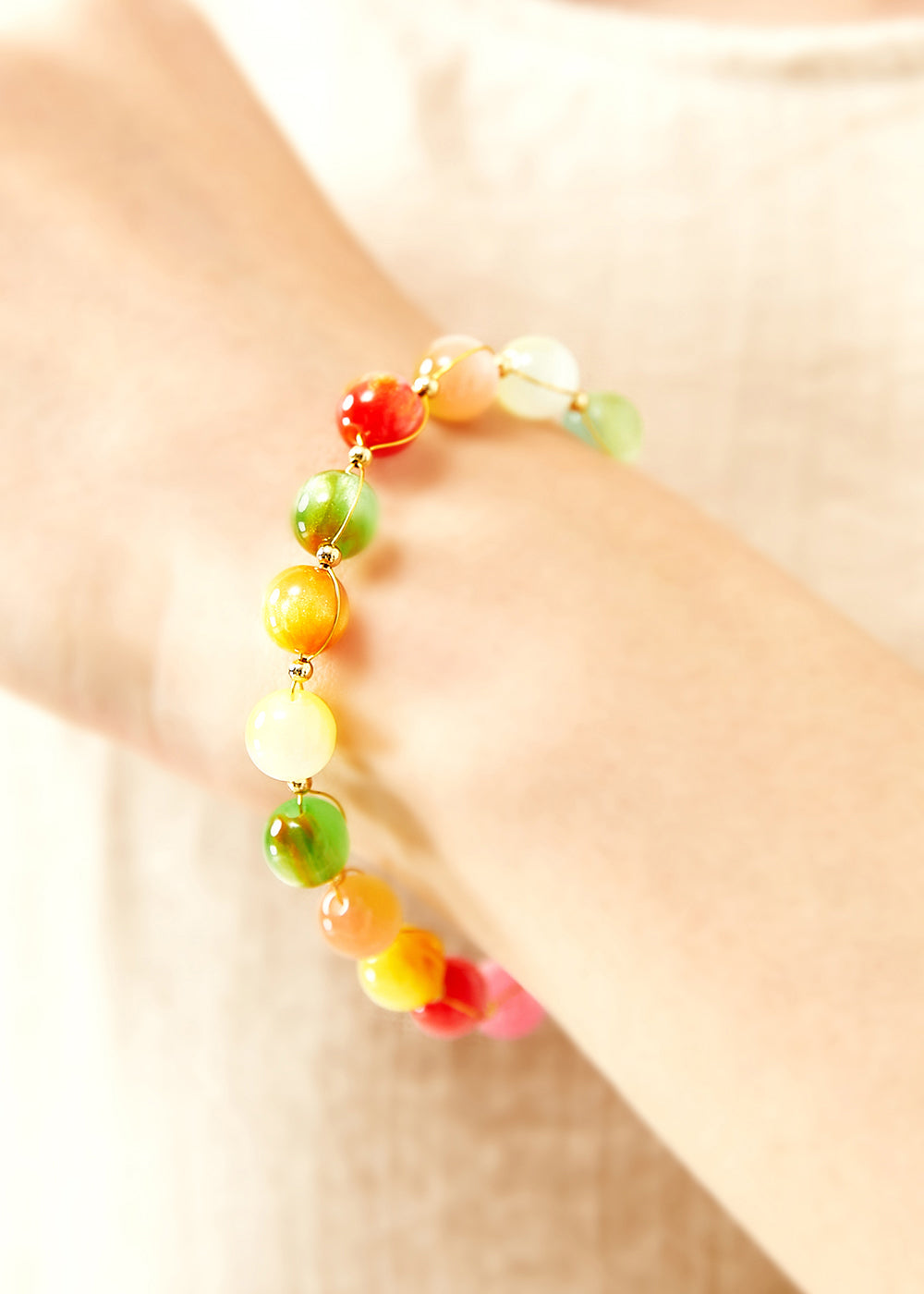 Multicolour Jade Fine Bracelet