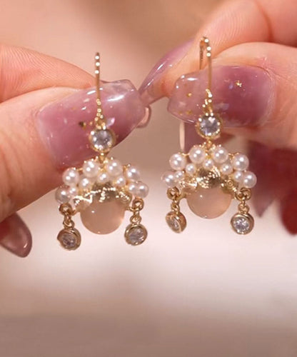 Pink Pearl Opal Drop Earrings