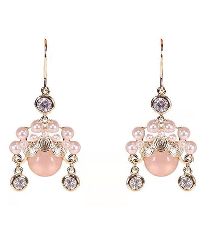 Pink Pearl Opal Drop Earrings