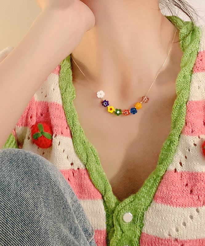 Rainbow Overgild Coloured Glaze Beading Necklace