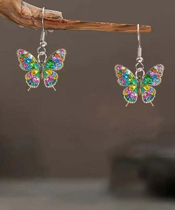 Rainbow Stainless Steel Acrylic Butterfly Drop Earrings